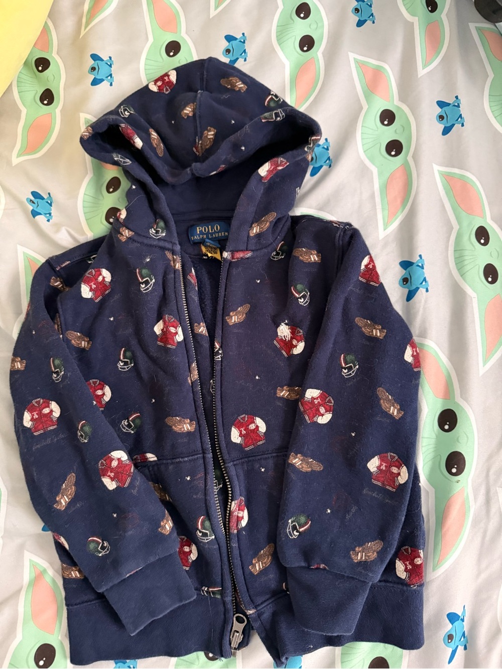 Polo by Ralph Lauren Navy Kids Hooded Zip Sweatshirt with Bear Print